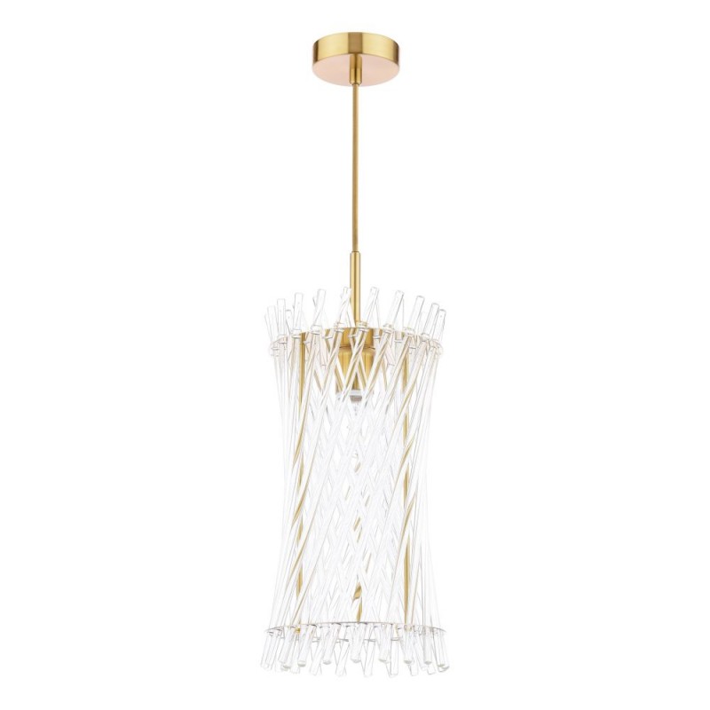 Dar-LOI0135 - Loire - Natural Brass Pendant with Clear Glass Rods