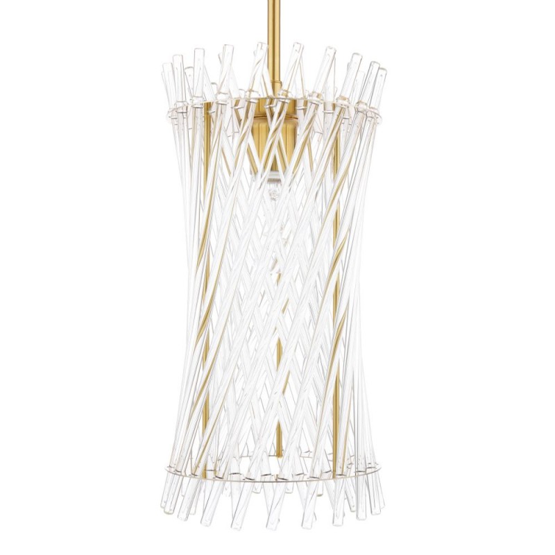 Dar-LOI0135 - Loire - Natural Brass Pendant with Clear Glass Rods