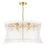 Loire - Natural Brass 6 Light Centre Fitting with Clear Glass Rods