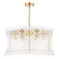 Loire - Natural Brass 6 Light Centre Fitting with Clear Glass Rods