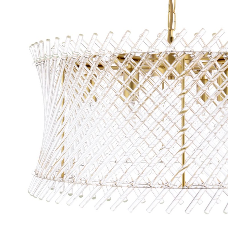 Dar-LOI0635 - Loire - Natural Brass 6 Light Centre Fitting with Clear Glass Rods