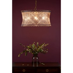 Loire - Natural Brass 6 Light Centre Fitting with Clear Glass Rods