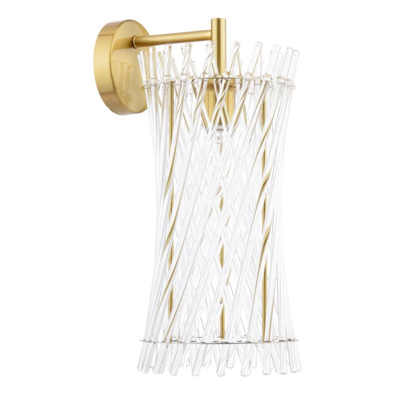 Dar-LOI0735 - Loire - Natural Brass Wall Lamp with Clear Glass Rods