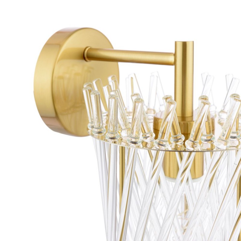 Dar-LOI0735 - Loire - Natural Brass Wall Lamp with Clear Glass Rods
