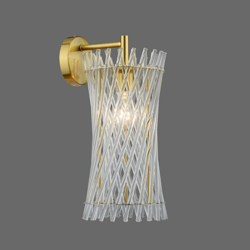 Dar-LOI0735 - Loire - Natural Brass Wall Lamp with Clear Glass Rods