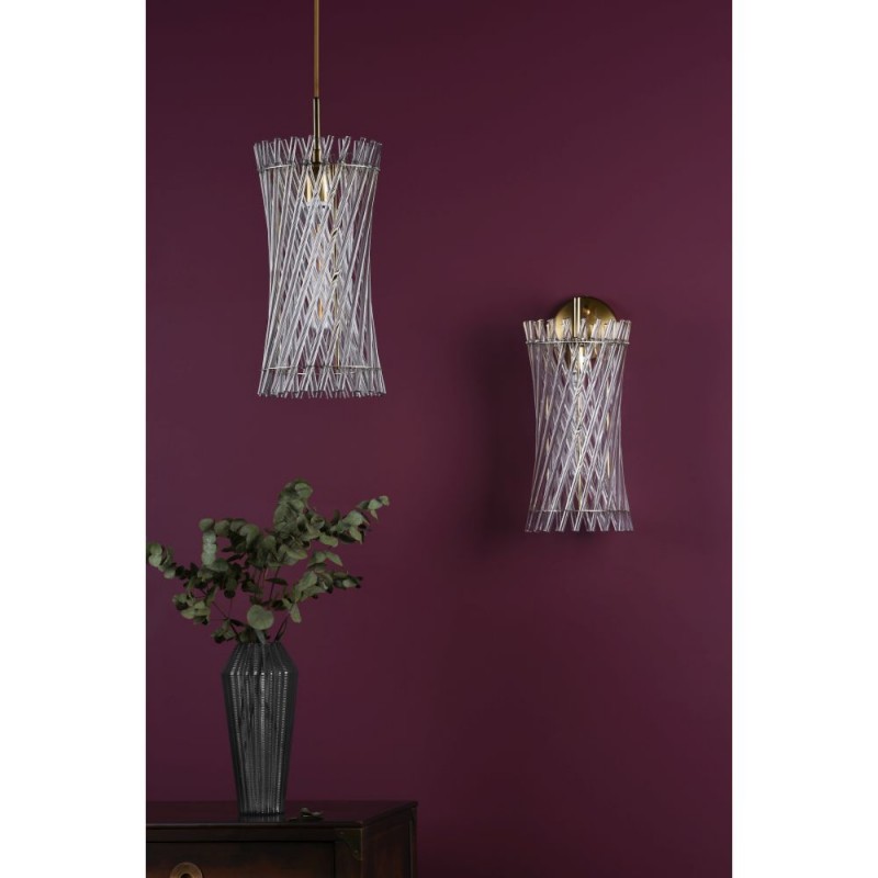 Dar-LOI0735 - Loire - Natural Brass Wall Lamp with Clear Glass Rods