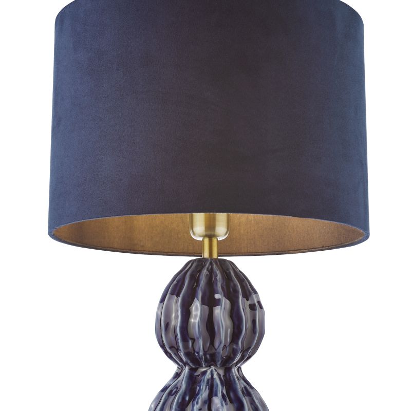 Dar-LOR4223 - Lorelai - Blue Ceramic Table Lamp with Blue Velvet Shade