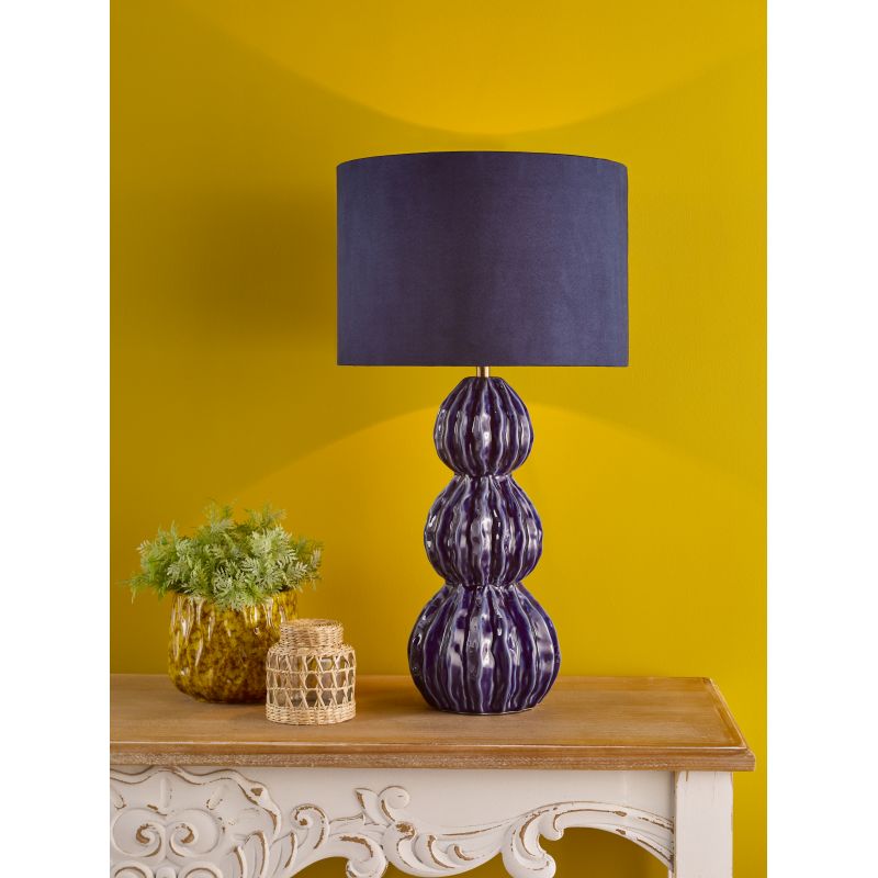 Dar-LOR4223 - Lorelai - Blue Ceramic Table Lamp with Blue Velvet Shade