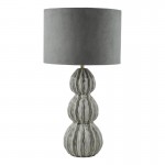 Lorelai - Grey Ceramic Table Lamp with Grey Velvet Shade
