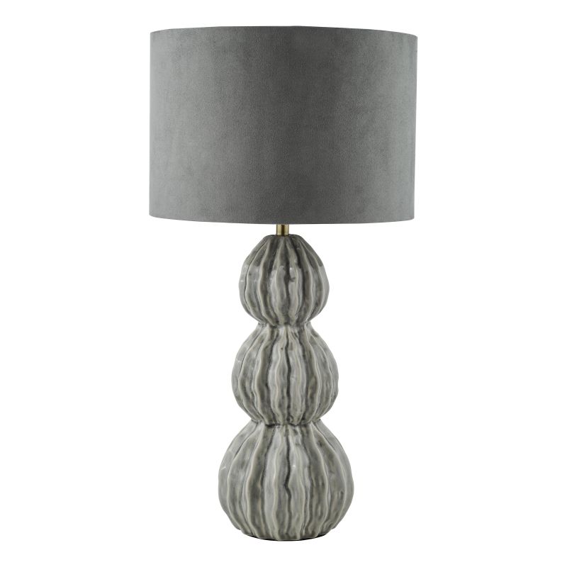 Dar-LOR4239 - Lorelai -Grey Ceramic Table Lamp with Grey Velvet Shade