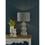 Lorelai - Grey Ceramic Table Lamp with Grey Velvet Shade