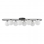 Luana - Matt Black 8 Light Flush with Opal Glass