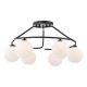 Dar-LUA6422 - Luana - Matt Black 6 Light Semi Flush with Opal Glass