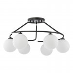 Luana - Matt Black 6 Light Semi Flush with Opal Glass Luana - Matt Black 6 Light Semi Flush with Opal Glass