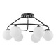 Dar-LUA6422 - Luana - Matt Black 6 Light Semi Flush with Opal Glass