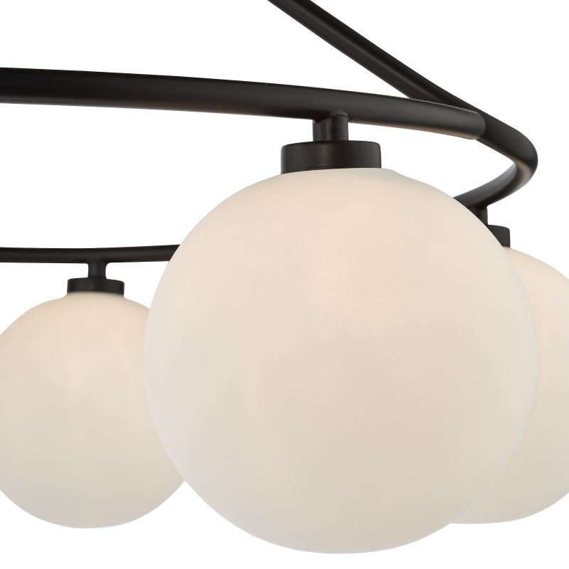 Dar-LUA6422 - Luana - Matt Black 6 Light Semi Flush with Opal Glass