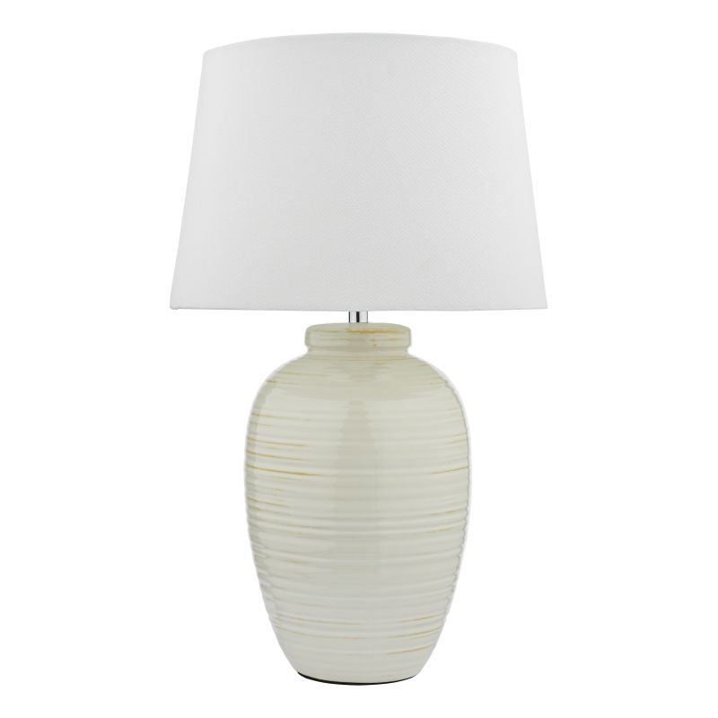 Dar-LUE432 - Luelle - White Linen Shade & Ivory Glaze Table Lamp