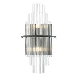 Lukas - Satin Black Wall Lamp with Clear Glass Rods