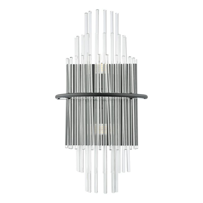 Dar-LUK0922 - Lukas - Satin Black Wall Lamp with Clear Glass Rods