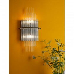 Lukas - Satin Black Wall Lamp with Clear Glass Rods