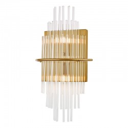 Lukas - Brushed Antique Gold Wall Lamp with Clear Glass Rods Lukas - Brushed Antique Gold Wall Lamp with Clear Glass Rods
