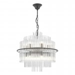 Lukas - Satin Black Gold 13 Light Pendant with Clear Glass Rods Lukas - Satin Black Gold 13 Light Pendant with Clear Glass Rods