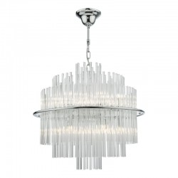 Lukas - Polished Chrome 13 Light Pendant with Clear Glass Rods Lukas - Polished Chrome 13 Light Pendant with Clear Glass Rods