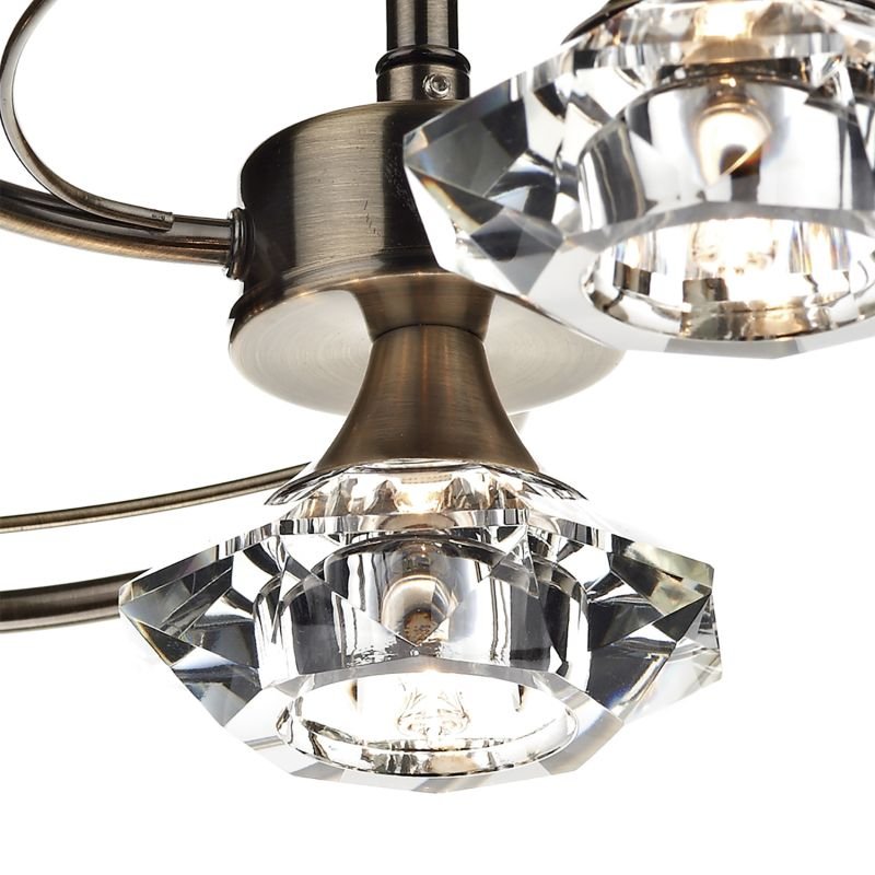 Dar-LUT0475 - Luther - Decorative Antique Brass with Crystal 4 Light Centre Fitting