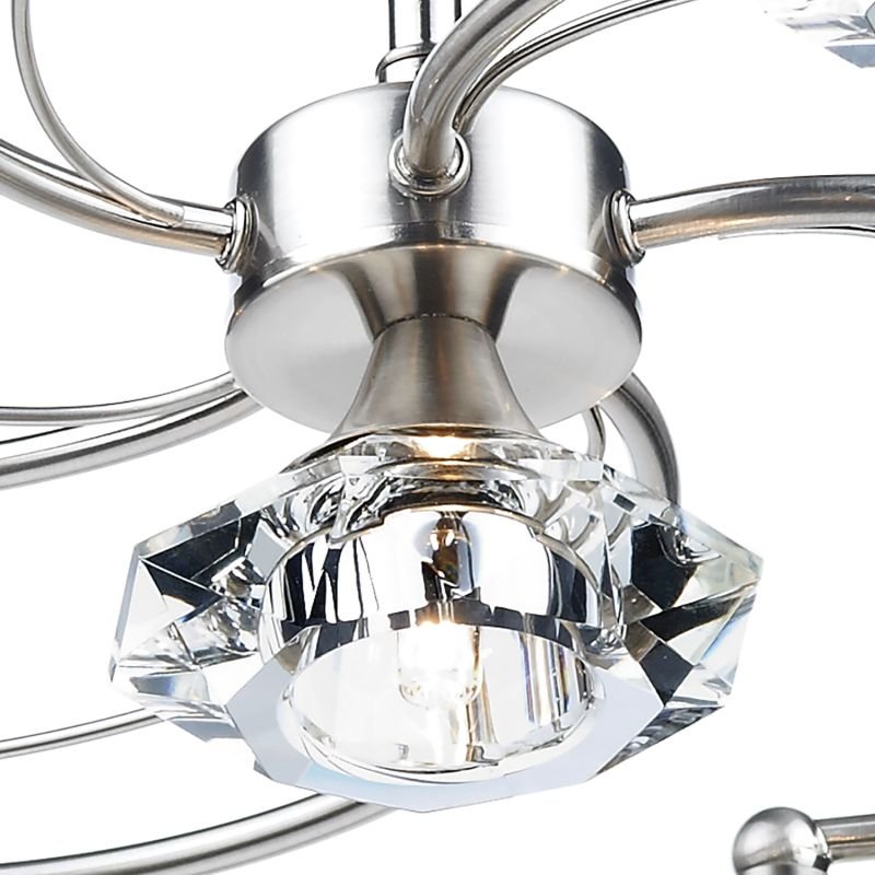 Dar-LUT0646 - Luther - Decorative Satin Chrome with Crystal 6 Light Centre Fitting