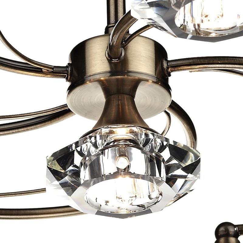 Dar-LUT0675 - Luther -  Decorative Antique Brass with Crystal 6 Light Centre Fitting