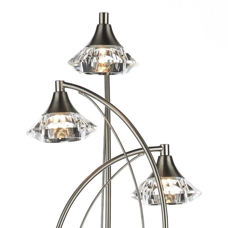 Dar-LUT4946 - Luther - Decorative Satin Chrome with Crystal 3 Light Floor Lamp