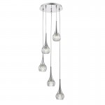 Lyall - Chrome 5 Light Cluster Pendant with Decorative Glass Lyall - Chrome 5 Light Cluster Pendant with Decorative Glass