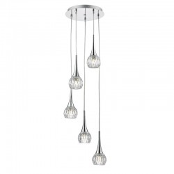 Lyall - Chrome 5 Light Cluster Pendant with Decorative Glass Lyall - Chrome 5 Light Cluster Pendant with Decorative Glass