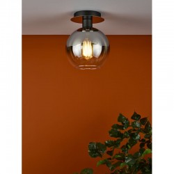 Lycia - Black Semi Flush with Mirrored Ombre Glass Lycia - Black Semi Flush with Mirrored Ombre Glass