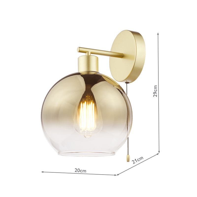Dar-LYC0735 - Lycia - Gold Wall Lamp with Gold Mirrored Ombre Glass