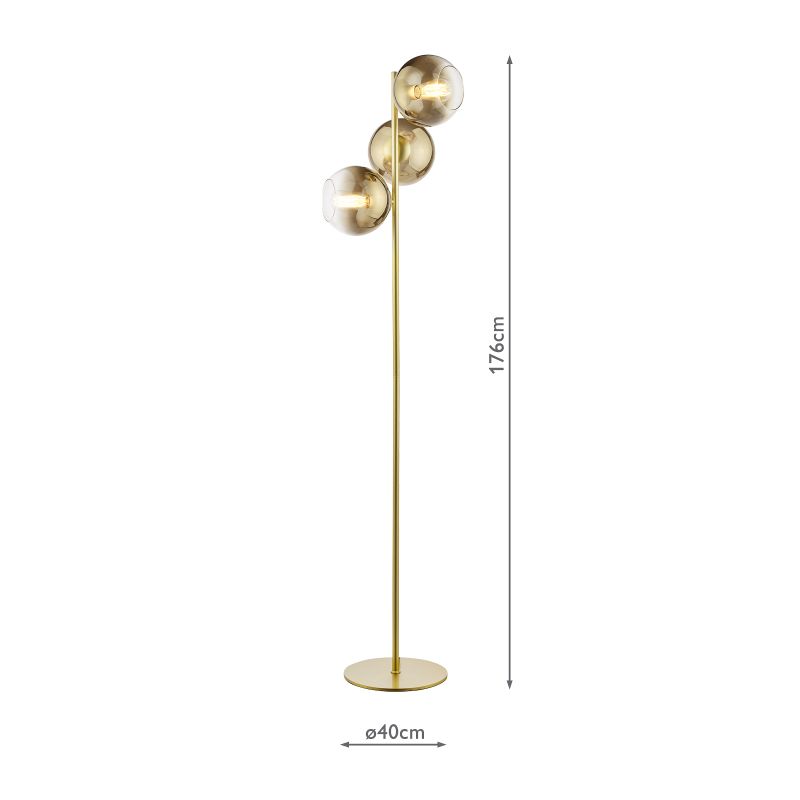 Dar-LYC4935 - Lycia - Gold 3 Light Floor Lamp with Gold Mirrored Ombre Glasses