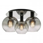 Lycia - Black 3 Light Semi Flush with Mirrored Ombre Glass Lycia - Black 3 Light Semi Flush with Mirrored Ombre Glass