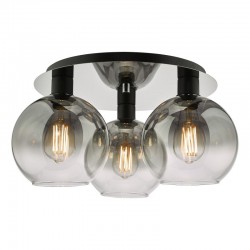 Lycia - Black 3 Light Semi Flush with Mirrored Ombre Glass Lycia - Black 3 Light Semi Flush with Mirrored Ombre Glass