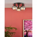 Lycia - Black 3 Light Semi Flush with Mirrored Ombre Glass Lycia - Black 3 Light Semi Flush with Mirrored Ombre Glass