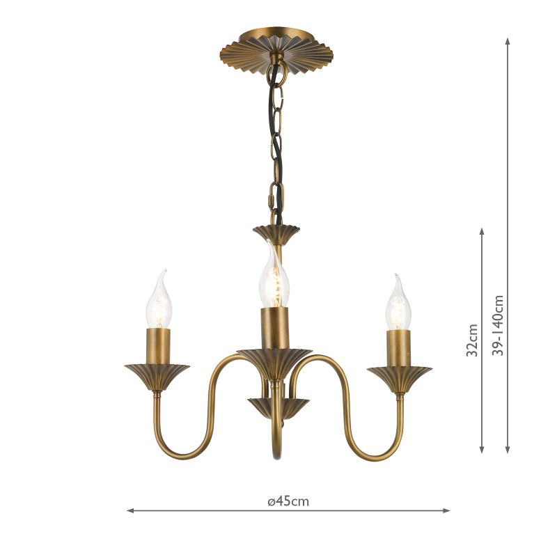 Dar-LYD0363 - Lydian - Antique Bronze 3 Light Centre Fitting