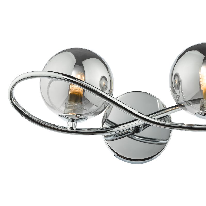 Dar-LYS0950 - Lysandra - Chrome 2 Light Wall Lamp with Smoked Mirrored Glasses