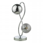 Lysandra - Chrome 2 Light Table Lamp with Smoked Mirrored Glasses Lysandra - Chrome 2 Light Table Lamp with Smoked Mirrored Glasses