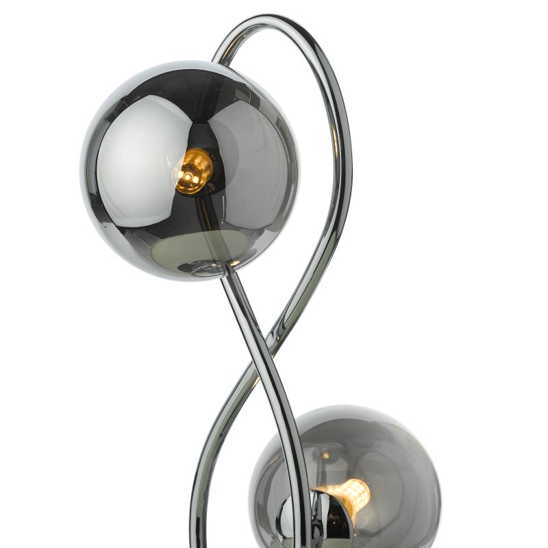 Dar-LYS4250 - Lysandra - Chrome 2 Light Table Lamp with Smoked Mirrored Glasses