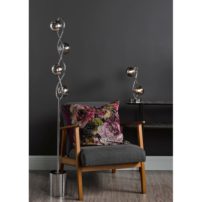 Dar-LYS4250 - Lysandra - Chrome 2 Light Table Lamp with Smoked Mirrored Glasses