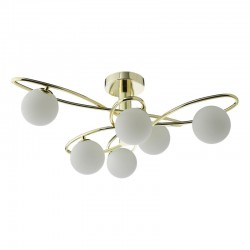 Lysandra - Gold 6 Light Flush with Opal Glasses Lysandra - Gold 6 Light Flush with Opal Glasses