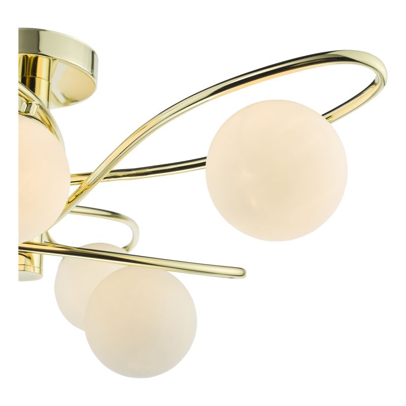 Dar-LYS6435 - Lysandra - Gold 6 Light Flush with Opal Glasses