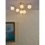 Lysandra - Gold 6 Light Flush with Opal Glasses Lysandra - Gold 6 Light Flush with Opal Glasses