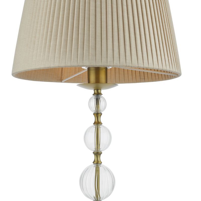 Table & Floor Lamp - Lyzette - Taupe Shade with Aged Gold & Ribbed Glass Table Lamp Dar-LYZ4245 - Lyzette - Taupe Shade with Aged Gold & Ribbed Glass Table Lamp