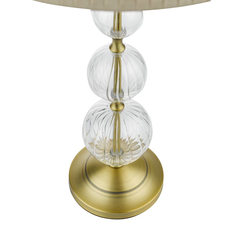 Dar-LYZ4245 - Lyzette - Taupe Shade with Aged Gold & Ribbed Glass Table Lamp