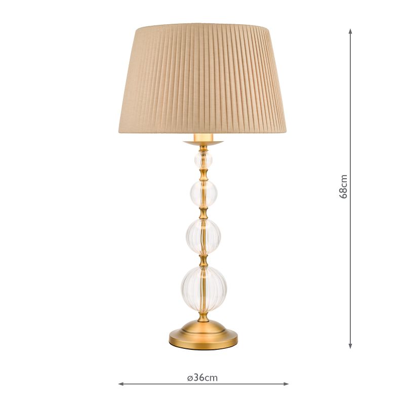 Dar-LYZ4245 - Lyzette - Taupe Shade with Aged Gold & Ribbed Glass Table Lamp